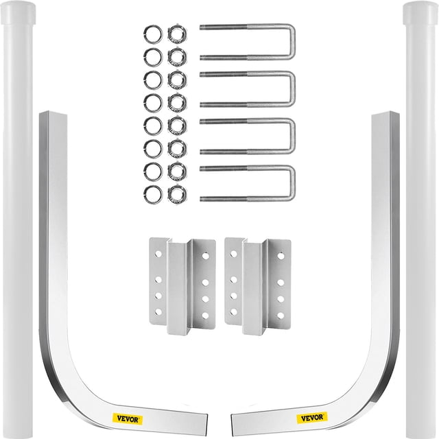 VEVOR Boat Trailer Guide-on, 22", 2PCS Steel Trailer Post Guide ons, with White PVC Tube Covers, Complete Mounting Accessories Included, for Ski Boat, Fishing Boat or Sailboat Trailer