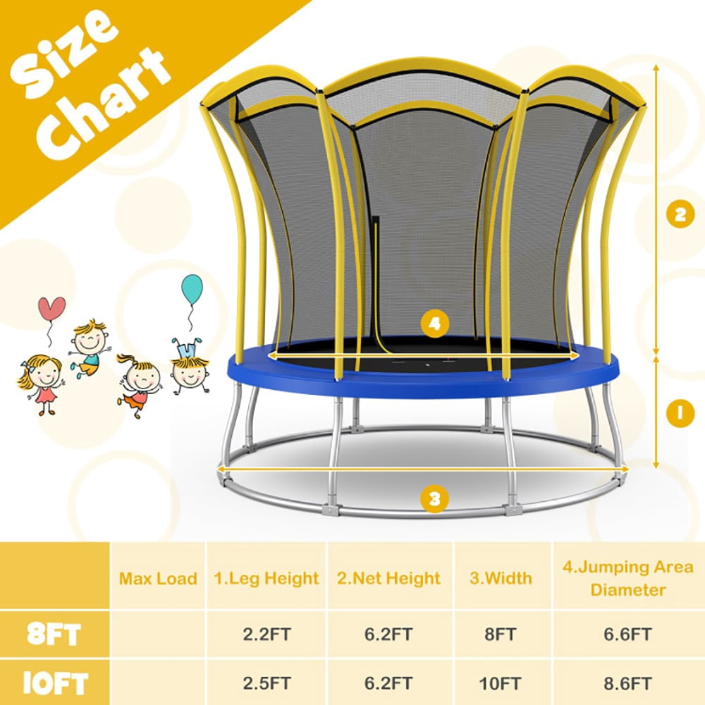 Spaco 10 Feet Unique Flower Shape Trampoline with Galvanized Steel Frame-Yellow, Bounce Trampoline for Outdoor as Garden, Park