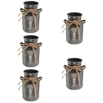 5pcs Rueopean Metal Vase Rustic Vase Iron Flower Pot Planter Bucket Farmhouse Table Decoration