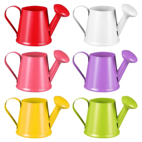 6 Pcs Mini Metal Watering Cans Set Small Size for Kids Gardening Toys and Outdoor Play Accessories