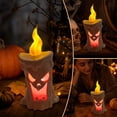 thumbnail image 4 of Halloween Ghost Candle Light, Melting Wax Style LED Flameless Candle Figurine with Scary Face for Indoor Mantel and Tabletop Decor, 4 of 7