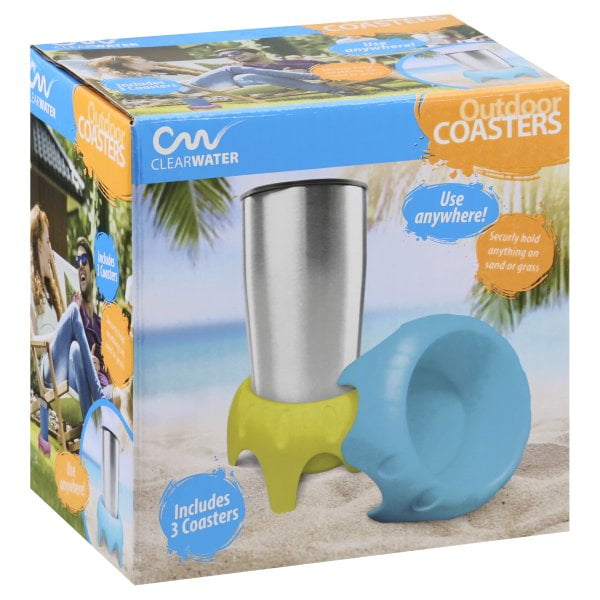Clearwater Outdoor Beach Vacation Sand Cup Drink Coasters Includes 3 Multi Color Pack Com Clearwater Outdoor Beach Vacation Sand, Outdoor Drink Coasters