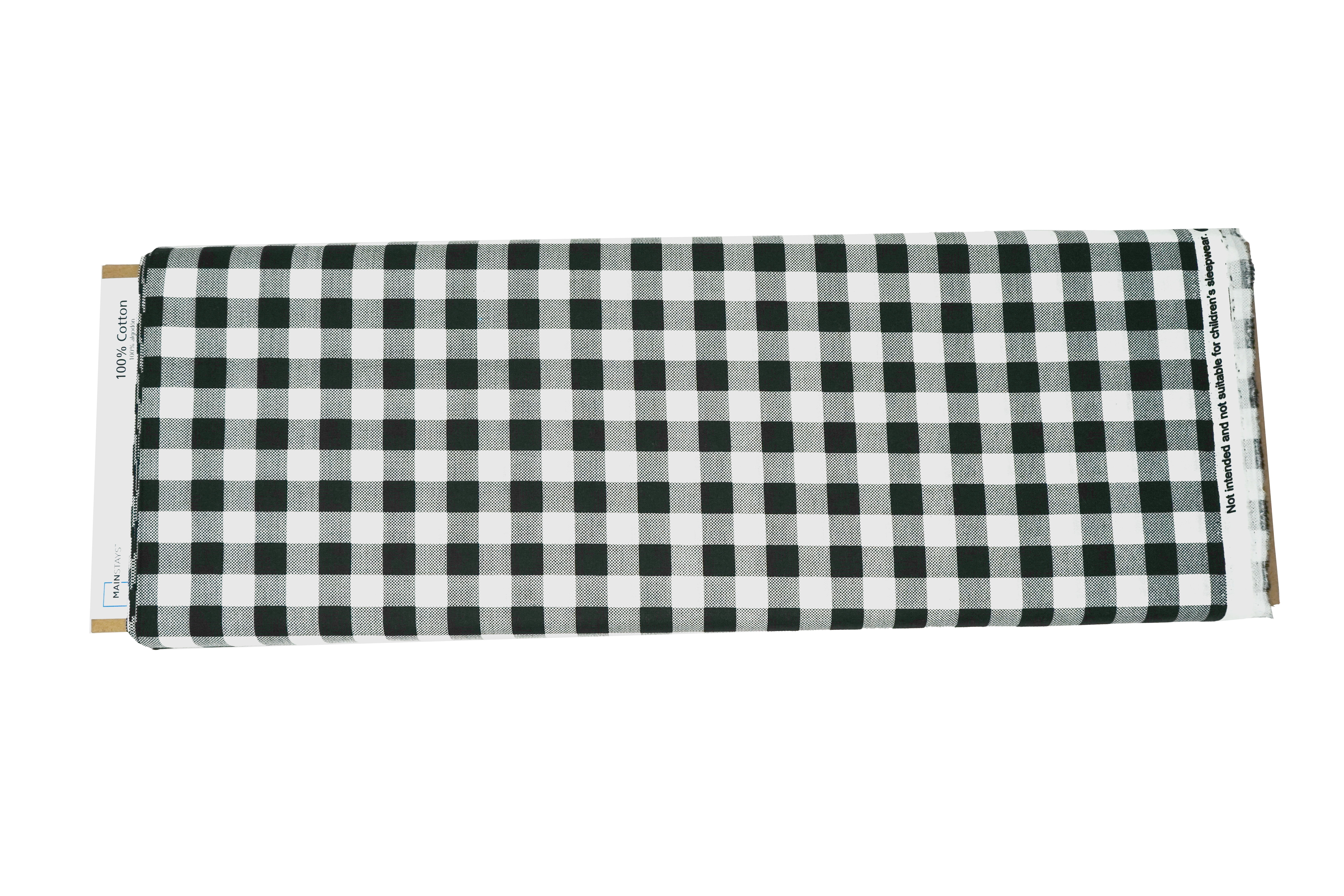 Mainstays 100% Cotton Prints Black Buffalo Plaid, Quilt Crafts Fabric Cut By The Yard.