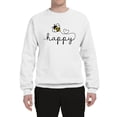 thumbnail image 2 of Wild Bobby, Bee Happy Motivational Inspirational Teachers, Pop Culture, Unisex Crewneck Graphic Sweatshirt, White, XX-Large, 2 of 4