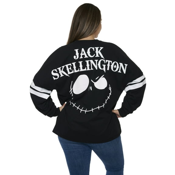 Disney Women's Jack Skellington Sweatshirt Long Sleeve Hockey Style Jersey
