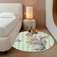 thumbnail image 3 of Happy Easter Round Rug 4ft Washable Circle Entryway Rugs Non Slip Cute Bunny Spring Flowers Butterfly Green Plaid Area Rug Indoor Floor Carpet for Bedroom Kitchen Living Room Home Office Dining Room, 3 of 8