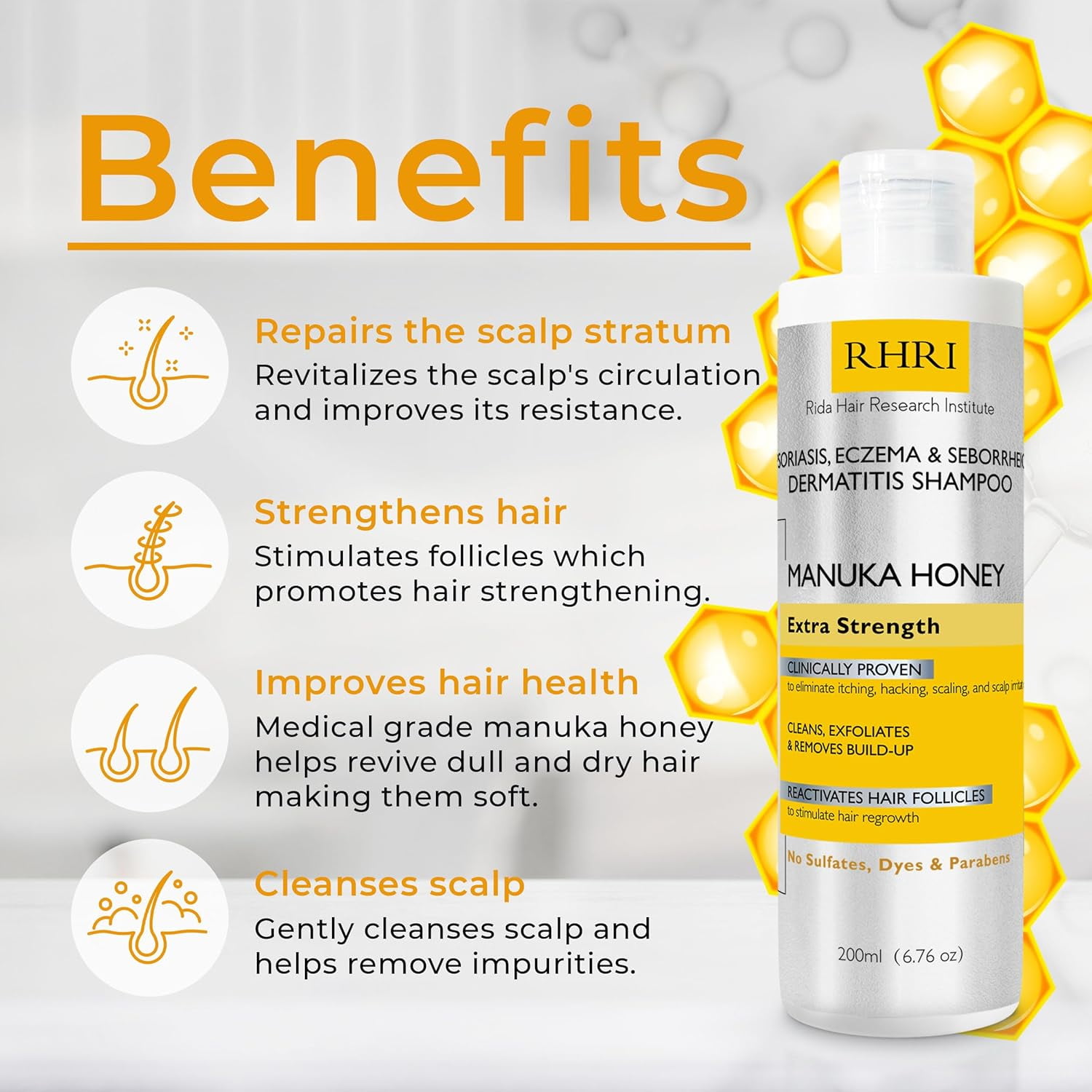 Psoriasis Shampoo with Manuka Honey | Best Itchy Scalp Treatment for Eczema