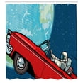 thumbnail image 3 of Ambesonne Astronaut Shower Curtain, Driving a Car in Space, 69"Wx84"L, Dark Sky Blue Multicolor, 3 of 3