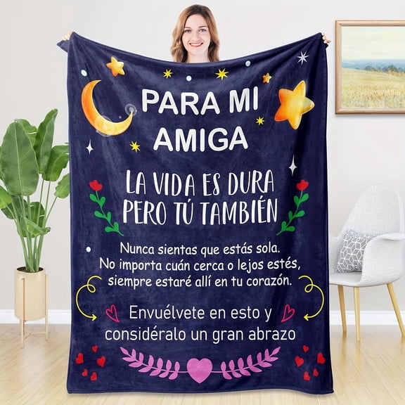 1pc Women' Secret Santa Christmas Birthday Gift Blanket Cozy Flannel Bedspread Suitable for Seasons Machine Washable Soft Warm Bed Covering for Women Special Occasions