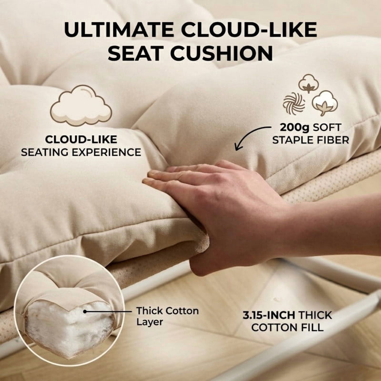 Howcool Patio Rocking Chair with Footrest & Cushion, Curved-Arm Glider Rocking Chair, Indoor Accent Chair