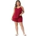thumbnail image 3 of Unique Bargains Women's Plus Size Sleepwear Pajamas Lingerie Cami Shorts Nightwear Set 1X Red, 3 of 6