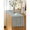 thumbnail image 5 of Table Runner 120 Inches Long for Kitchen Dining, Wood Grain Dresser Scarf Farmhouse, Dining Table Decorations for Wedding/Parties, Vintage Geometric Wooden Planks Brown Green 13 x 120 In, 5 of 8