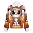 thumbnail image 6 of Jackets for Women Winter Coat Jackets Flannel Stand Collar Jacket(Cute Cat Chair Print,Size:S-4XL), 6 of 7