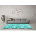 thumbnail image 3 of Ahgly Company Indoor Square Trellis Turquoise Blue Modern Area Rugs, 3' Square, 3 of 4