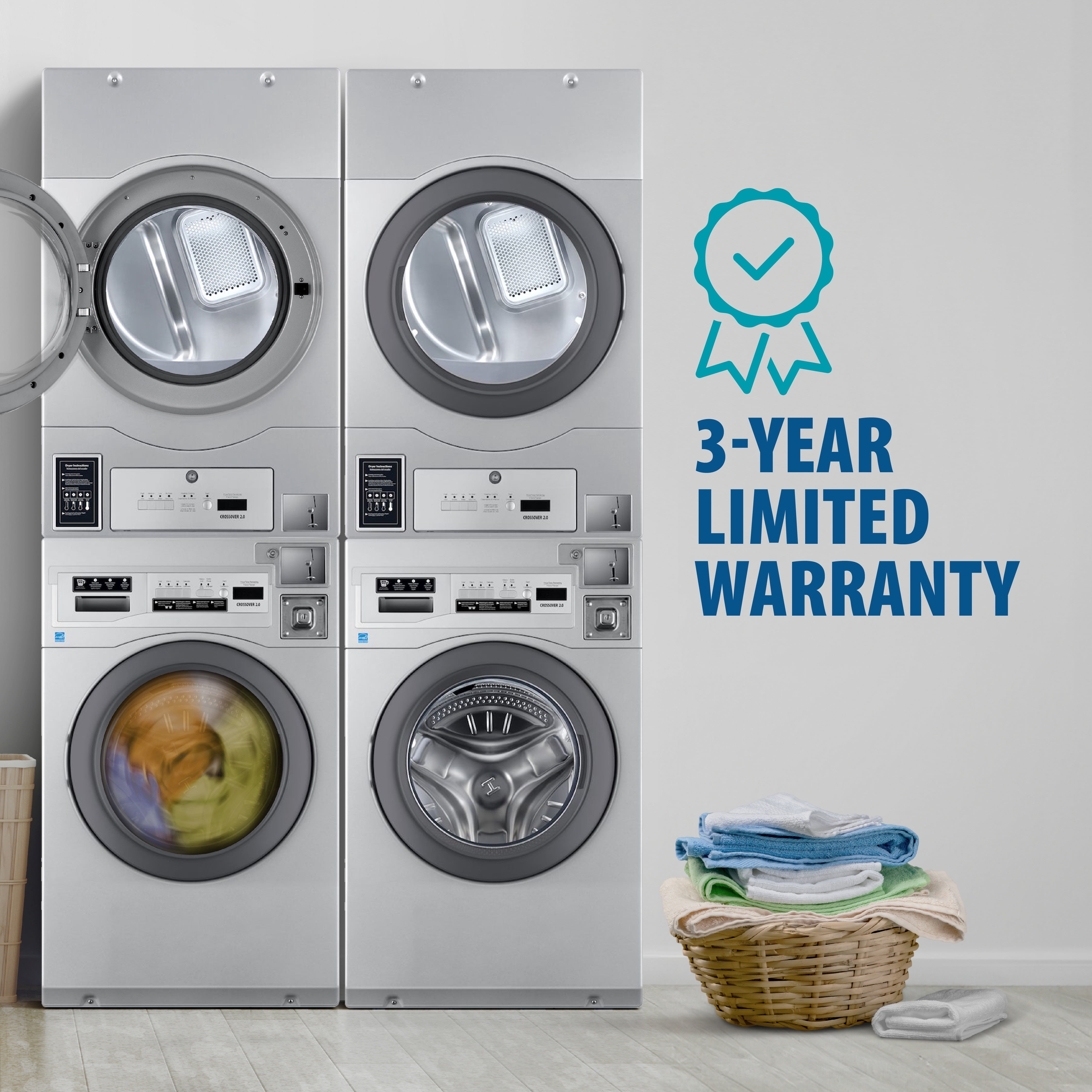 Crossover 2.0 Coin-Operated Washer and Gas Dryer Stack, WASHERGDRYERSTACK
