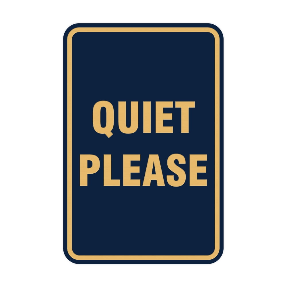 Signs ByLITA Portrait Round Quiet Please Sign (Navy Blue/Gold) - Medium ...