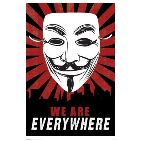 We Are Everywhere Guy Fawkes V for Vendetta Mask Gunpowder Movie Poster -
