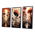 thumbnail image 3 of Designart "Vintage Mushroom Magic Mystical Landscapes I" Abstract Landscape Framed Wall Art Set Of 3 - Orange Abstract Landscapes Frame Gallery Set For Office Decor, 3 of 6
