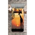 thumbnail image 3 of Ambesonne Animal Quilted Bedspread Set 2 Pcs, Giraffe in Wild Forest, Twin Size, Orange Black, 3 of 3