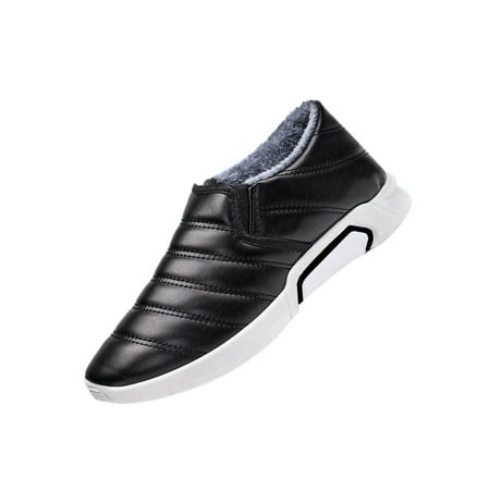 

Crocowalk Mens Breathable Non-Slip Loafers Driving Lightweight Round Toe Winter Warm Shoes Comfortable Walking Black And White 8.5