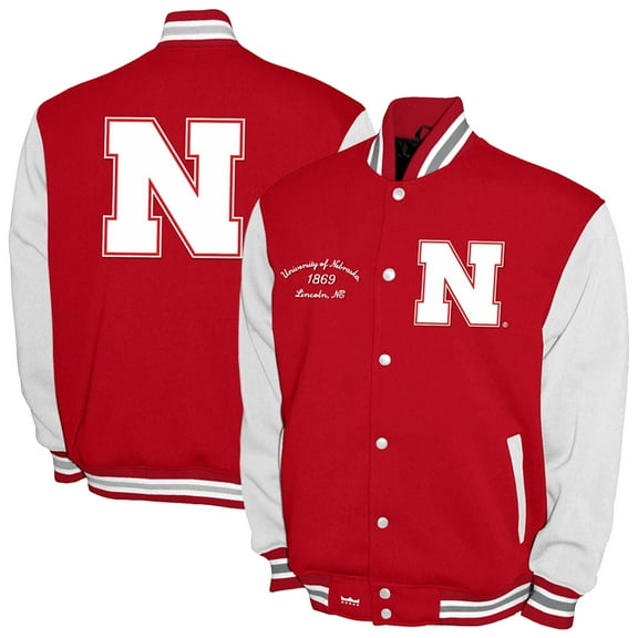 Men's Franchise Club Scarlet Nebraska Huskers Fleece Varsity Full-Snap Jacket