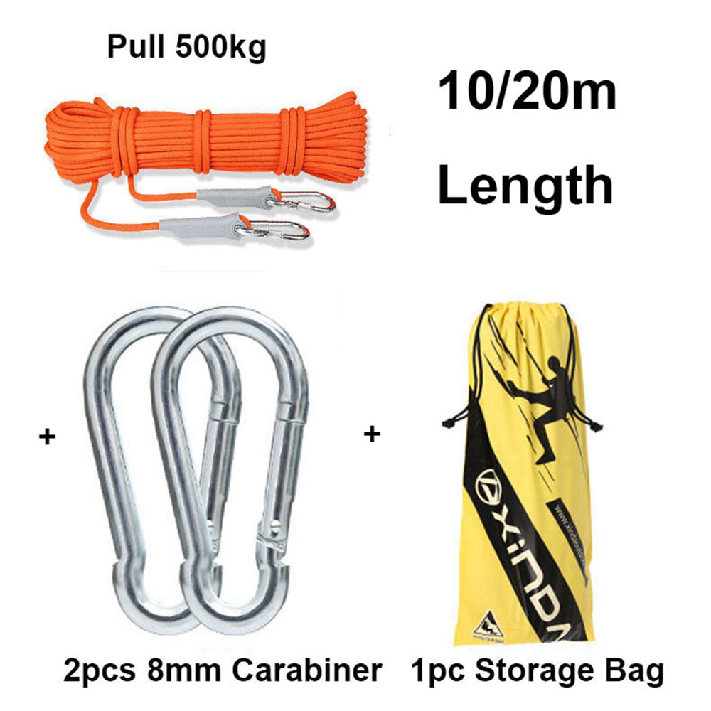 Cord Climbing rope Sling Hiking Safety Auxiliary With 2 carabiners Useful 