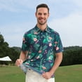 thumbnail image 3 of APTRO Mens Golf Shirt Hawaiian Polo Shirt Short Sleeve Dry Fit Performance Moisture Wicking Collared Polo Shirt With Print Flamingo Navy MPO24 S, 3 of 6