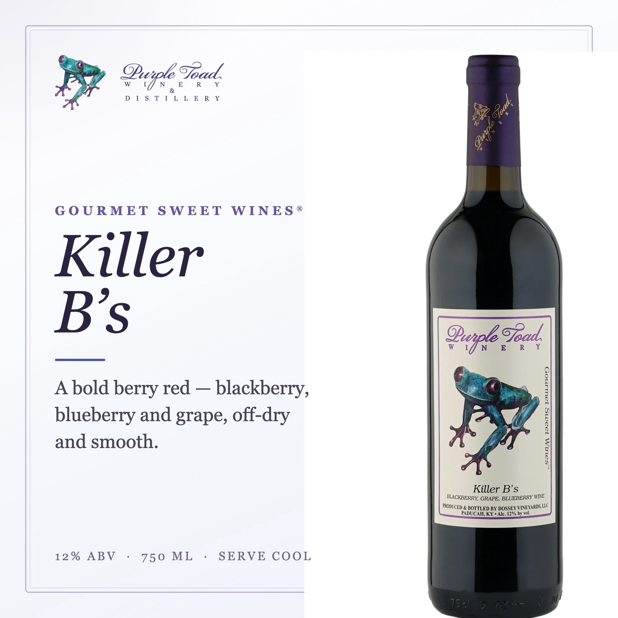 Purple Toad Killer B's Sweet Wine, 750 ml Bottle, 12% ABV