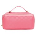 thumbnail image 1 of Bolso De Cosméticos Bolsa de cosméticos de cuero PU a cuadros, bolsa de lavado impermeable a la moda para acampar (rosa) Likrtyny Para Estrenar, 1 of 9