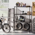 thumbnail image 4 of Gymax 2 Pcs Étagère de Rangement en Métal à 4 Niveaux, Robuste, Réglable, Étagère Utilitaire avec Grille en V, 4 of 9