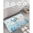 thumbnail image 5 of Shag Bath Rugs Ocean Crab Coastal Coral Blue Gradient Plush Soft Fluffy Doormat Floor Carpet,Non-Slip Living Room Bedroom Kitchen Entryway Door Mats Summer Nautical Theme, 5 of 6