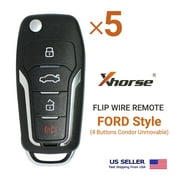5 Xhorse Universal Wire Flip Remote Ford Style Condor 4 Buttons XKFO01EN