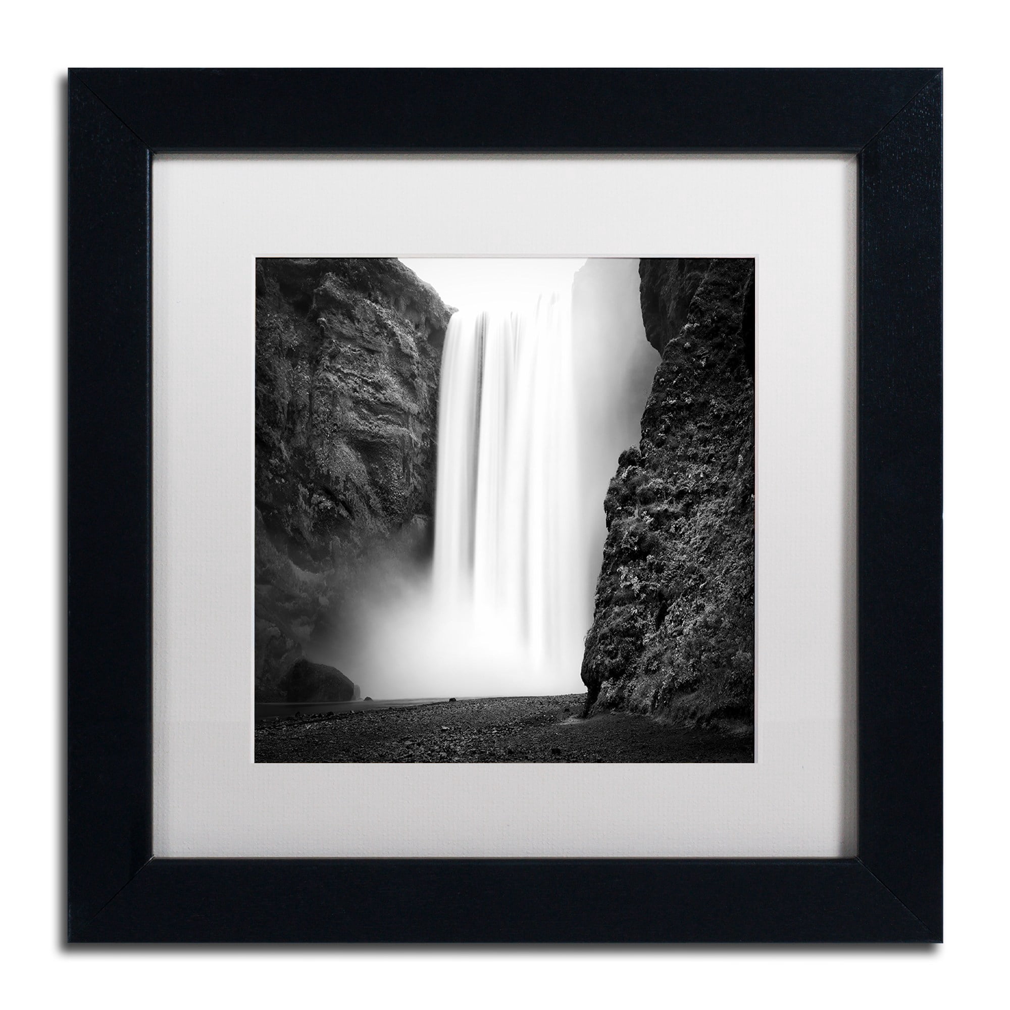 Trademark Fine Art 'Skogafoss' Canvas Art by Philippe Sainte-Laudy, White Matte, Black Frame