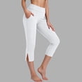 thumbnail image 6 of Inglocry Womens Capri Pants High Waisted Straight Leg Yoga Capris Leggings with Pockets Crop Workout Summer Pants White M, 6 of 7