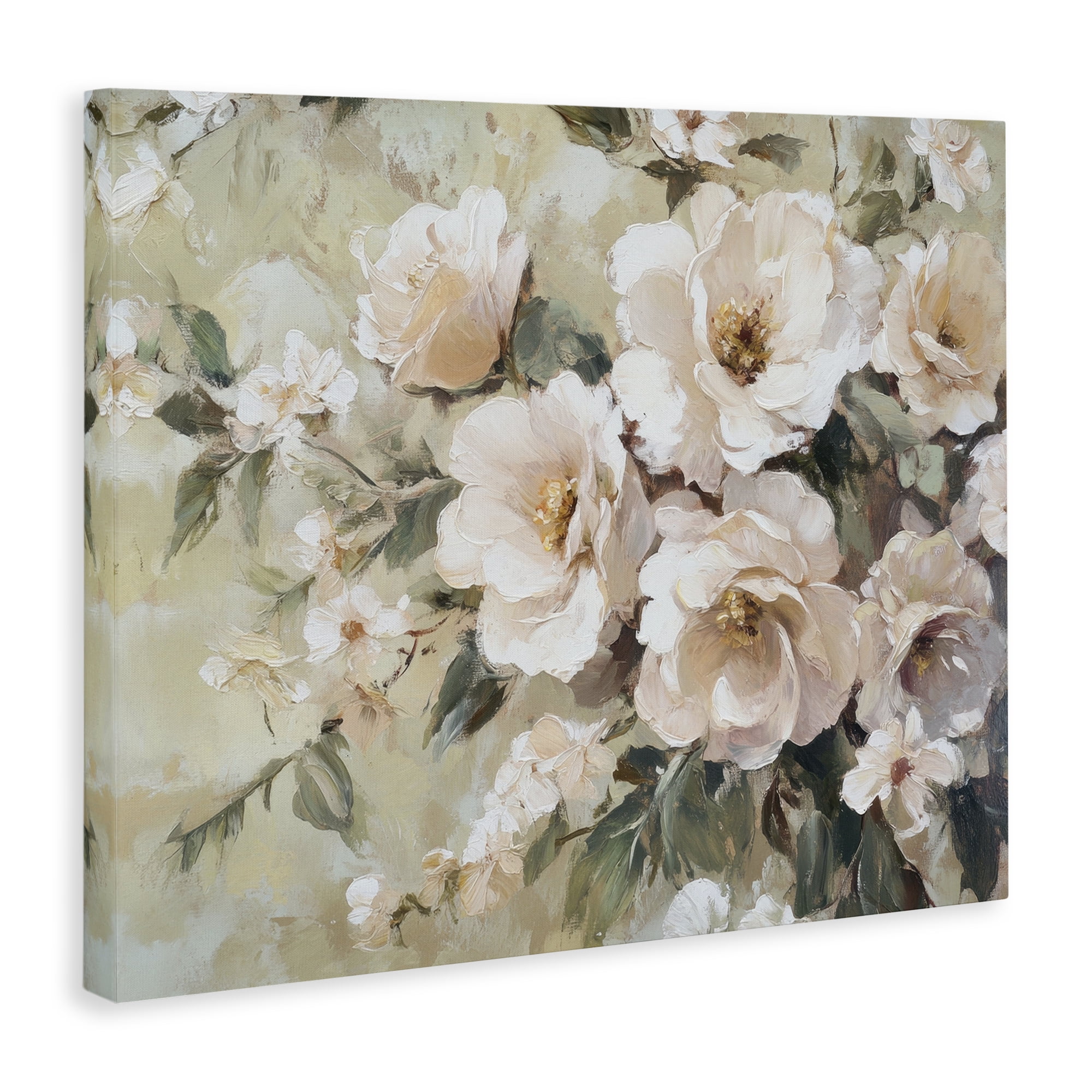 Stupell Industries Cream Dynamic Florals Plants & Flowers Painting Wrapped Canvas Art Print Wall Art, 20 x 16