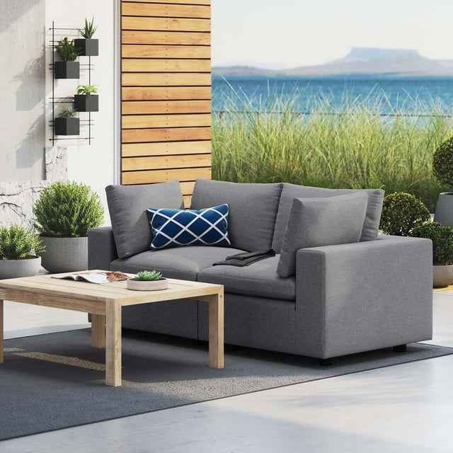 Modway Commix Sunbrella Causeuse de Mobilier de Patio Extérieur, Gris