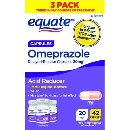 Equate Acid Reducer Omeprazole Capsules, 20 mg, 42 Count, 3 (Best Medicine For Gout)