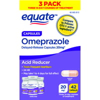 Equate Acid Reducer Omeprazole Capsules, 20 mg, 42 Count, 3 Pack