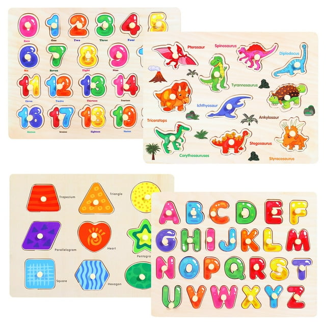 Juego de rompecabezas Montessori de madera para niños de 2 a 5 años, 4 unidades