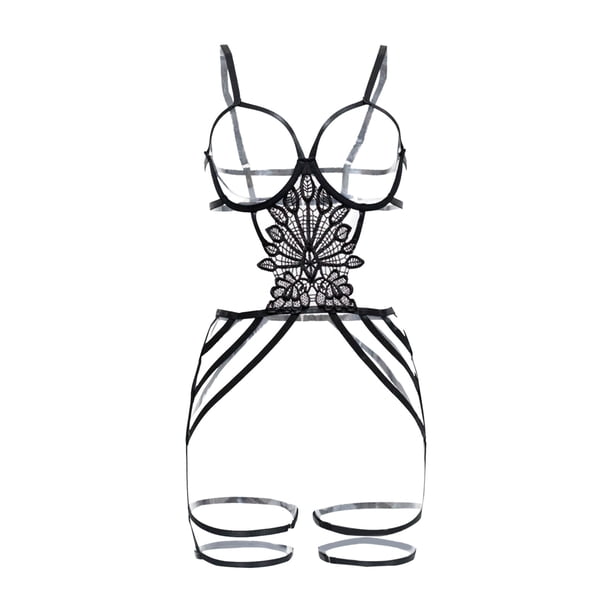 Gibobby Conjunto de lencería de encaje Lencería Sexy para Mujer Baby Doll Mujer Sexy Color Negro Mono Sensual y Elegante Fina Lenceria para Dama(Negro, XG)