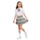 thumbnail image 1 of Odeerbi Niñas 3 Piezas Preppy Traje Ruffle Camisa de Manga Corta y Falda Plisada Cuadrado Conjunto de Uniforme Escolar Con Corbata, 1 of 6
