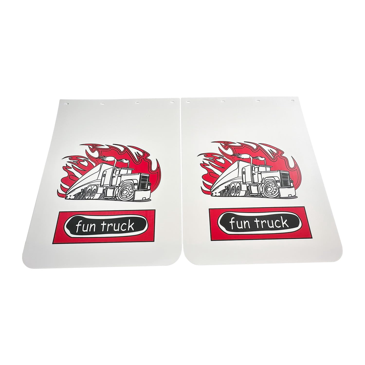 BST BSSP 4PCS for Semi Trucks 2PCS Universal Heavy Duty 24"x30" Mudflaps & 24" * 21" Anti-Sail Mud Flap Bracket Hanger kit, White Straight Splash Guard Mudflap