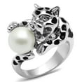 thumbnail image 1 of Alamode 3W297-9 Women Rhodium Brass Ring with Synthetic in White - Size 9, 1 of 1