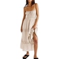 thumbnail image 1 of ZAXARRA Robe de Plage Sans Manches pour Femmes Ourlet à Volants Dos Nu Robe de Soirée Ligne A pour Cocktail Mode Urbaine de Plage, 1 of 9