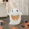 thumbnail image 1 of Halloween Ghost Ceramic Candlestick Holder for Table Decor, Spooky Candle Holder with Unique Cutout Design, Small Decorative Tealight Holder for Party, Home, Mantel, Window Sill, 1 of 5