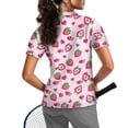 thumbnail image 2 of Whosucclay 1/4 Zip Sport Shirt, Strawberry and Heart Print Polyester Lightweight Easy Wash Golf Athletic Short Sleeve Shirt for Hiking Tennis Summer Size Small, 2 of 10