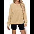 thumbnail image 1 of Sudadera Informal de Cuello Redondo para Mujer, Holgada, Suave y de Larga Amarillo Albaricoque XL, 1 of 10