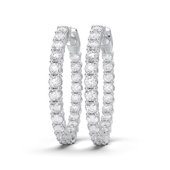 KEEVA JEWELS 1.50 Carat F-G/VS Round Lab Grown Diamond In Out Hoop Earring Made in White Gold Plated Silver