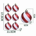 thumbnail image 2 of Feltree 6-Piece 2.4-Inch Christmas Ball Ornaments, Plastic Striped Hanging Balls for Christmas Tree and Home Decorations, 2 of 7
