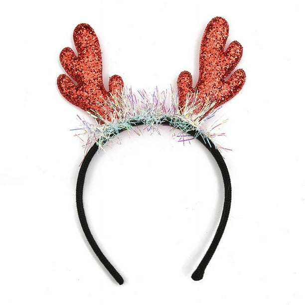 Diadema con Cuernos Navideños, Diadema con Cuernos Grandes Dorados, Accesorios Decorativos